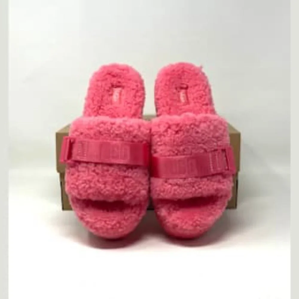 UGG FLUFFITA Slides Pink Fluffy Platform Summer Flip Flop Women's 1113475 SSBT - Picture 9 of 11